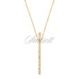 Silver (925) necklace - rectangle with zirconia, gold-plated