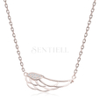 Silver (925) necklace - wing with zirconia, rose gold-plated