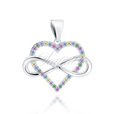 Silver (925) pendant - heart with infinity with zirconias