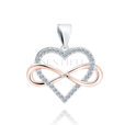 Silver (925) pendant - heart with rose gold-plated infinity and zirconias