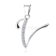 Silver (925) pendant with white zirconias - letter V