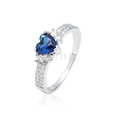 Silver (925) ring heart - sapphire zirconia