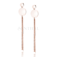 Silver (925) rose gold-plated earrings - circles with chains