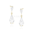 Silver (925) stylish, bridal earrings with zirconia, gold-plated