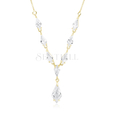 Silver (925) stylish, bridal, gold-plated necklace with zirconia