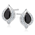 Silver, delicate earrings (925) black drop with white zirconias