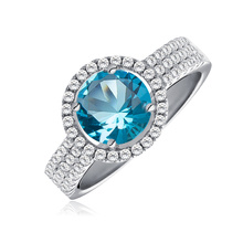 Beautiful Silver (925) ring with aquamarine zirconia