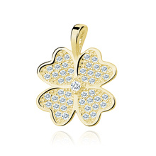 Silver (925) Clover pendant with zirconia gold-plated