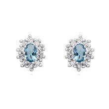 Silver (925) Earrings aquamarine colored zirconia