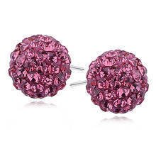 Silver (925) Earrings disco ball 12mm rose