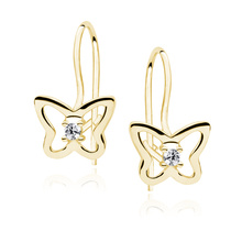 Silver (925) Earrings white zirconia-  butterflies gold-plated