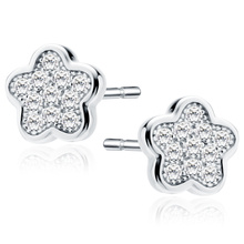 Silver (925) Earrings zirconia microsetting flowers