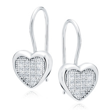 Silver (925) Earrings zirconia microsetting hearts