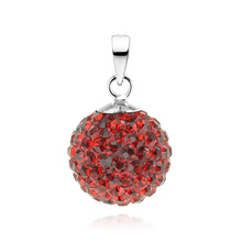 Silver (925) Pendant disco ball 10mm red