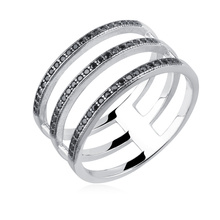 Silver (925) big ring with blck zirconia