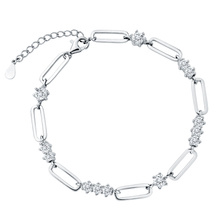 Silver (925) bracelet - chain links and white zicronias