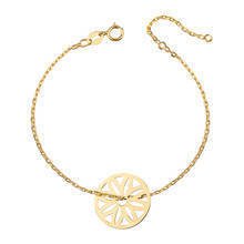 Silver (925) bracelet - circle with openwork flower, gold-plated