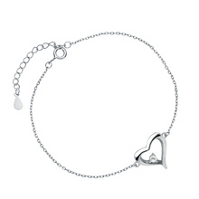 Silver (925) bracelet, heart with zirconia