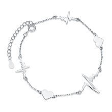 Silver (925) bracelet - hearts and pulse lines