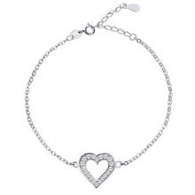 Silver (925) bracelet of celebrities with heart, zirconia