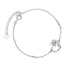 Silver (925) bracelet - unicorn with various zirconias and sapphire eye