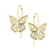 Silver (925) butterfly earrings with zirconia, gold-plated
