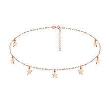 Silver (925) choker necklace with star pendants, rose gold-plated 