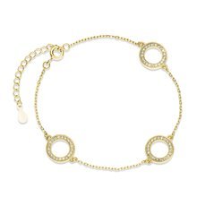 Silver (925) delicate gold-plated bracelet - circles with zirconias