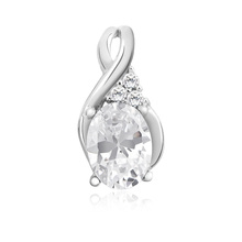 Silver (925) delicate pendant with white zirconias