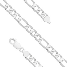 Silver (925) diamond-cut bracelet - figaro extra flat Ø 180