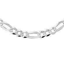 Silver (925) diamond-cut chain - figaro extra flat Ø 200 rhodium-plated