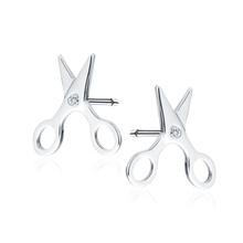 Silver (925) earings - scissors with white zirconias