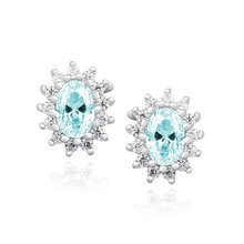 Silver (925) earrings aquamarine colored zirconia