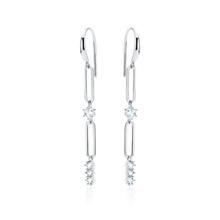 Silver (925) earrings chain links and white zirconias