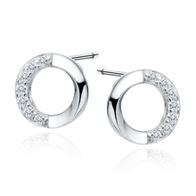 Silver (925) earrings circles with white zirconias