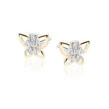 Silver (925) earrings - gold-plated butterfly
