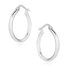 Silver (925) earrings hoops - highly polished