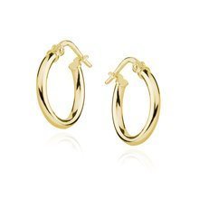 Silver (925) earrings hoops - highly polished, gold-plated