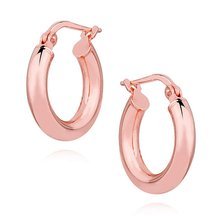 Silver (925) earrings hoops - rose gold-plated, highly polished