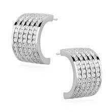 Silver (925)earrings open hoop with zirconia