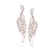 Silver (925) earrings - rose gold-plated beautiful wings with zirconias