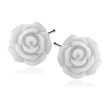 Silver (925) earrings roses -  - light gray