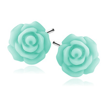 Silver (925) earrings roses - medium turquoise