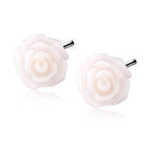 Silver (925) earrings roses - new white