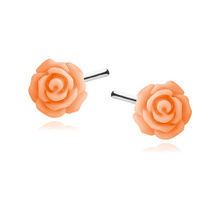 Silver (925) earrings roses - salmon