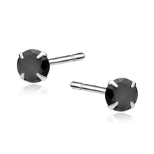 Silver (925) earrings round black zirconia diameter 5mm