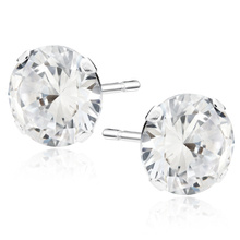 Silver (925) earrings round white zirconia diameter 10mm