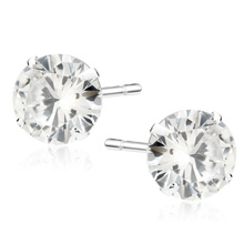 Silver (925) earrings round white zirconia diameter 8mm