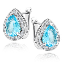 Silver (925) earrings with aquamarine zirconia