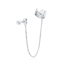 Silver (925) earrings with chain and ear-cuff